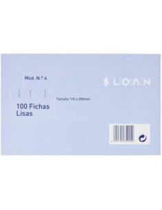 PAQ 100 FICHAS LISAS Nº4 125X20CM LOAN